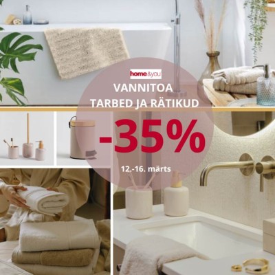 Home&You sisustuspoes vannitoatarbed ja -rätikud -35%!