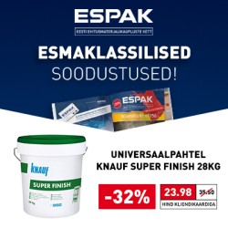 Espaki sooduspakkumised VÄRVID ja EHITUSKEEMIA kuni 30.03.2025. Kliki kataloogis tootele ja osta kohe! 